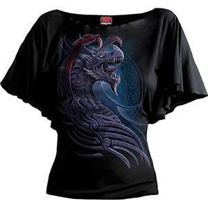 Spiral - Dragon Borne - Boothals Bat Sleeve Top Zwart, Zwart, XXL