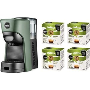 Lavazza, A Modo Mio Tiny Eco Koffiezetapparaat, groen, met 64 capsules, Tierra voor planet inbegrepen, espressomachine van gerecycled kunststof, 1450 W, 220-240 V, 50/60 Hz, 0,6 liter
