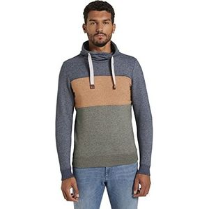 TOM TAILOR Uomini Gemêleerd sweatshirt met blokstrepen 1022213, 13050 - Olive Night Green, S