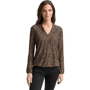 TOM TAILOR T-shirt met lange mouwen voor dames, 39081 - Irregular Beige Graphic Design, XL