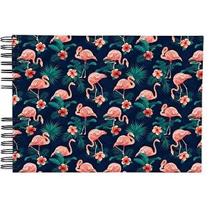 Exacompta - ref. 16703E - 1 Spiraalgebonden fotoalbum FLAMINGO - 150 foto's - 50 witte pagina's - formaat 32x22 cm - omslag met glanzende coating - roze flamingo print - FSC® gecertificeerd.