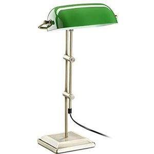 Relaxdays notarislamp groen, retro bankierslamp, HxBxD 52 x 27 x 18 cm, bureaulamp glas, leeslamp vintage, brons