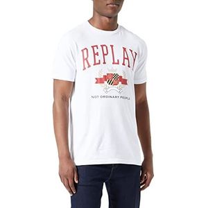 Replay Heren M6290 T-shirt, 001 White, XS, 001, wit, XS