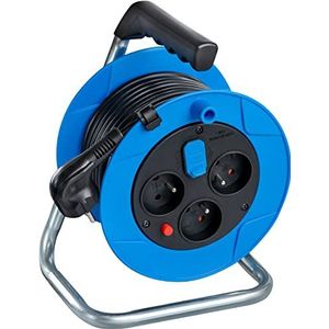 Brennenstuhl Standard Baby S kabelopwinding met USB/kleine elektrische opwikkelaar met 3 aansluitingen en 2 USB-aansluitingen (binnenkant, kabel 10 m, gemaakt in Frankrijk) zwart/blauw