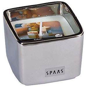 SPAAS Geurloze kaars in zilver porseleinen cube, ± 18 uur - wit