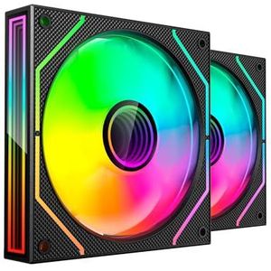 MARS GAMING MF-3DPROX2, Kit 2x PWM 120mm Ventilatoren, ARGB Triple Infinity Mirror 360° Verlichting, PWM Regelsysteem, FDB-Lagers, PC Ventilatoren met Totale ARGB Compatibiliteit, Zwart