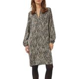 comma casual identity - Blousejurk - Ecru/Zwart - Tuniek Kraag - Knielengte