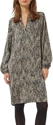 comma casual identity - Blousejurk - Ecru/Zwart - Tuniek Kraag - Knielengte