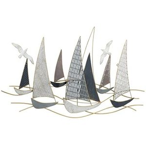 Wandobject muurschildering boten zeilboten ijzer B 109 cm H 69 cm