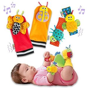 LAMAZE Gardenbug Wrist Baby Rattle Toy Baby Gift Set, Cute Foot Finder Baby Toy with Sensory Stimulation, Suitable for Boys & Girls From 0 - 6 Months, Styles May Vary LC27634