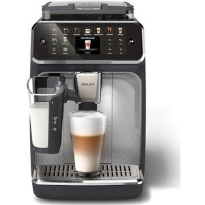 Philips Serie 5500 Volautomatisch LatteGo- Espresso-Apparaat, SilentBrew-Technologie, Snelstart. Aromatische Koffie uit Versgemalen Bonen, 20 Warme en IJsdranken, Zwart Zilver (EP5546/70)