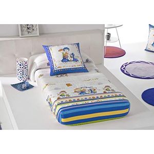 JVR Shopping Verstelbaar dekbed, katoen-polyester, blauw, eenpersoonsbed, 245 x 105 x 4 cm