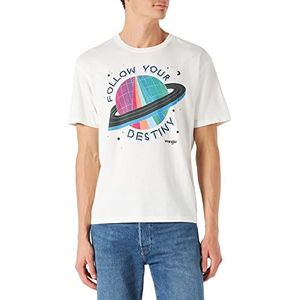 Wrangler Heren Graphic Tee T-Shirt, Worn White, Small