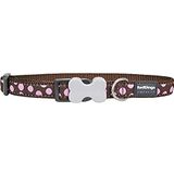 Red Dingo Designer Hondenhalsband, roze vlekken op bruin (15mm x 24-36cm) S