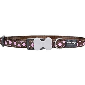 Red Dingo Designer Hondenhalsband, roze vlekken op bruin (15mm x 24-36cm) S