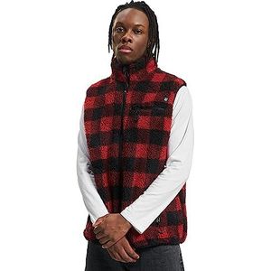 Brandit Teddy fleece vest winter met fleece voering jacht army outdoor pluche vest, rood-zwart, M