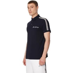 Armani Exchange Bright Up FLDMen's Sustainable, Embroidered Signed Logo, Contrast Lines Polo Shirt Deep Navy Extra Small, Deep Navy, XS