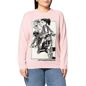 Love Moschino Dames Carded Wool Dolls Intarsia lange mouw pullover
