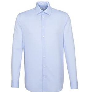 Seidensticker Heren business overhemd - Strijkvrij, getailleerd overhemd Shaped Fit - Lange mouwen - Kent kraag - 100% katoen, blauw (lichtblauw 15)