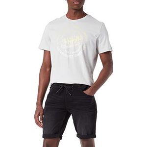 TOM TAILOR Denim Mannen Regular Fit Jogg Denim Bermuda Shorts 1029756, 10250 - Used Dark Stone Black Denim, S