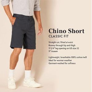Amazon Essentials Men's Korte broek met binnenbeenlengte van 23 cm en klassieke pasvorm, Kaki-bruin, 42
