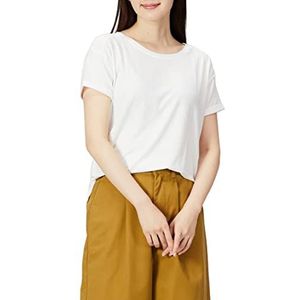 Amazon Essentials Women's Lichtgewicht Studio T-shirt met ronde hals en casual pasvorm (verkrijgbaar in grote maten), Wit, XS