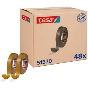 tesa Tesafix 51570-0002-00 montageband in 48-delige verpakking, veelzijdig, dubbelzijdig plakband voor montage zonder boren, kleurloos-48 rollen van elk 50, kleurloos, 48 x 50 m x 25 mm
