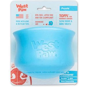 WEST PAW Zogoflex Toppl Hondenspeelgoedpuzzel met traktatie, interactief kauwspeelgoed voor honden, hondenspeelgoed voor matige kauwers, halen, vangen, houdt brokken, traktaties, X-Large, Aqua Blue