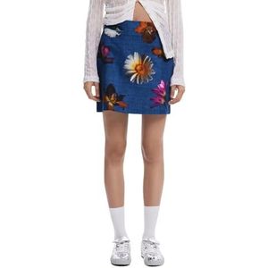 Desigual - Enziaan - A-lijn Rok - Gemengde Kleuren - Katoen - Bloemenprint