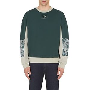 Armani Exchange Heren Featured Tri-Color Seasonal Crewneck Fleece Sweatshirt, Groen G/Lon. Fog/G, Extra Small, Groen G/Lon. Fog/G, XS