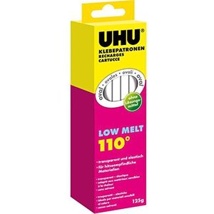 UHU Lijmpatronen Low Melt, transparante en ovale kleefpatronen voor UHU lage temperatuur lijmpistool, 125 g