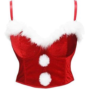 bslingerie® Madonna Style Metallic Studs Bustier Bra Corset Top (S, Red Xmas)
