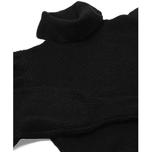 faina Dames gebreide trui met hoge hals in lantaarnmouw zwart maat XS/S, zwart, XS