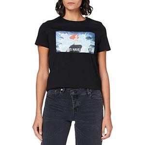 ONLY Dames Onldisney Life Reg S/S Top Box JRS T-shirt, zwart/print: zeemeerminnen, L