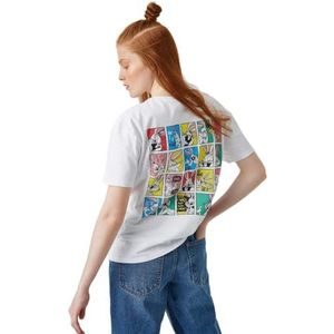 Koton Warner Bros Licensed Crew Neck Sleeve Printed T-shirt voor dames, ecru (010), XS