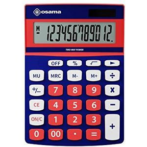 Osama rekenmachine metaal 12 cijfers Becolor blauw/rood