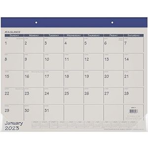 AT-A-GLANCE 2023 Maandelijkse Bureaukalender, Bureau-onderlegger, 21-3/4"" x 17"", Standaard, Blauw (SK2517)