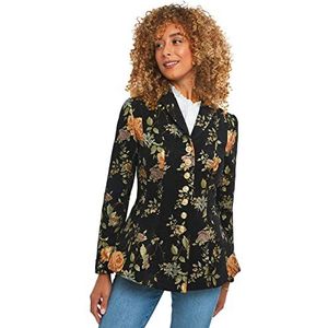 Joe Browns Dames opvallende knop detail jas, zwart bloemen, 8, Zwart Bloemetje, 34