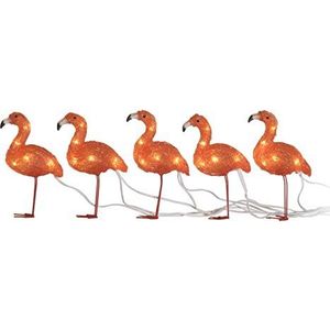 Konstsmide 6267-803 Acrylfiguur Flamingo Set van 5 LED barnsteen