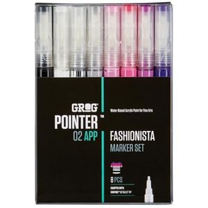 Grog Pointer 02 APP Fashionista Marker Set, Kogelpunt 2 mm, verpakking van 8 stuks
