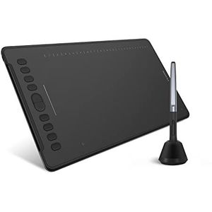 HUION H1161 tekentablet 11 x 6,8 inch, met één door de gebruiker gedefinieerde Touch Strip, Batterijloze pen met een kantelfunctie van ± 60 °, Ondersteunt Android Mac Windows Chromebook,voor leren op afstand en thuiswerken
