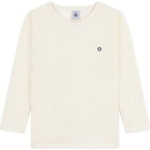 Petit Bateau T-shirt voor kinderen, van wol en katoen, lange mouwen, effen, ECRU, 24 Maanden