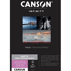 Canson Infinity Baryta Photographique II, Digitaal papier, Baryta gesatineerd, 310 g, vel, A3-29,7 x 42 cm, zuiver wit, 25 vellen