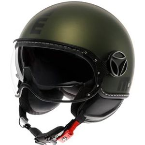 MOMODESIGN FGTR EVO E2206 Jethelm met zonnevizier, open motorhelm voor motorfiets en scooter, voor dames en heren, matgroen/zwart, L