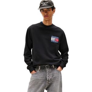 Tommy Jeans Heren TJM REG RWB VLAG CREW EXT DM0DM22093, zwart, 3XL_Plus, Zwart (zwart), 3XL grote maten