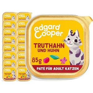 Edgard & Cooper Kattenvoer, nat kattenvoer, graanvrije kat, volwassenen, gesteriliseerd of actief natvoer, natuurlijk paté, 85 g x 16, kalkoen en kip, smakelijk en uitgebalanceerd voedsel
