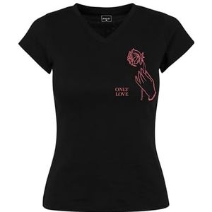 Mister Tee Dames T-Shirt Dames Only Love Tee, Print T-shirt voor Vrouwen, Grafisch T-shirt, Katoen, zwart, XS
