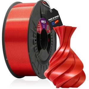WINKLE PLA Silk Filament (zijde) Robijnrood, 3D-printerfilament, PLA-filament, 1,75 mm, 300 g, rood PLA, glad en zijdeachtig oppervlak, maatnauwkeurigheid, spoel met 300 g
