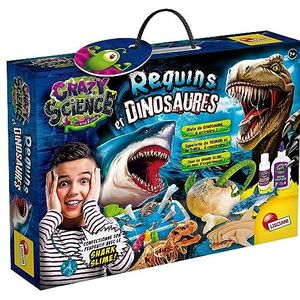 Lisciani - Crazy Science – haaien en dinosaurussen – wetenschappelijke en educatieve set – roofdieren – T-Rex en haaien om te bouwen – voor kinderen vanaf 7 jaar