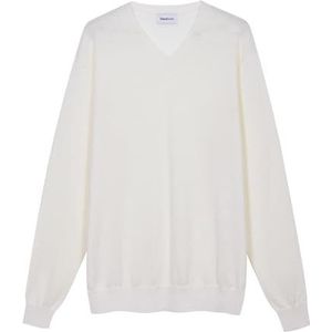 Diana Studio - Scheermen bovendeel met V-hals van 100% linnen, heren, lange mouwen, casual fit, Wit, XL